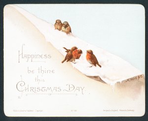 Karda Beş Küçük Robins, Noel Kartı by English School