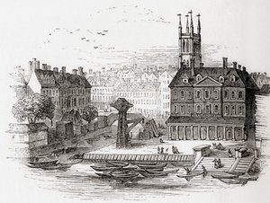 Fleet Ditch, Londra, İngiltere, 1749'da Old England: A Pictorial Museum, pub'dan Bridewell'de Thames ile karşılaştığı noktada. 1847 by English School