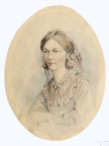 Florence Nightingale, Lenthall tarafından çekilen bir fotoğraftan sonra, 1956 (kalem ve kağıt üzerinde yıkama) by English School