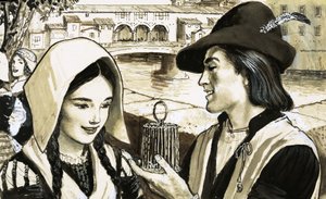 Florentine scene by English School