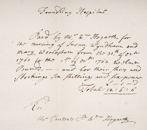 William Hogarth tarafından imzalanmış Foundling Hastanesi makbuzu by English School