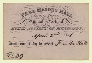 Ücretsiz Masonlar Salonu, Bayanlar Bileti, Yıllık Festival, Royal Society of Musicians, 2 Nisan 1841 by English School