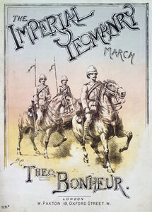 Theon Bonheur tarafından yazılan The Imperial Yeomanry March için müzik puanının ön kapağı by English School