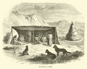 Fuegian Kampı, Tierra del Fuego, 1890 by English School