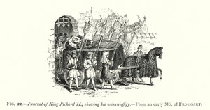 Kral II. Richard'ın balmumu heykelini gösteren cenaze töreni (gravür) by English School