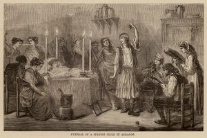 Arragon#39;da İspanyol bir çocuğun cenazesi (gravür) by English School