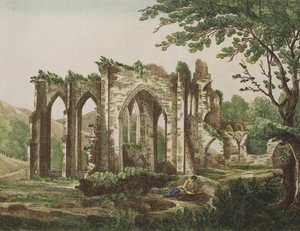 Furness Abbey, Lancashire, 1810 (renkli gravür) by English School