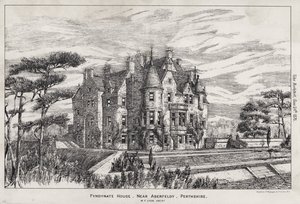 Fyndynate House, yakın Aberfeldy, Perthshire (gravür) by English School