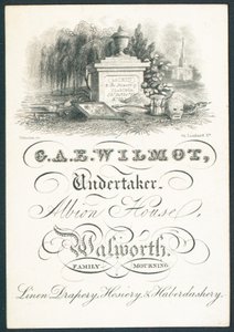 G A E Wilmot, cenaze levazımatçısı, ticaret kartı by English School