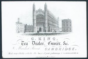 G King, çay satıcısı, bakkal vb, ticaret kartı by English School