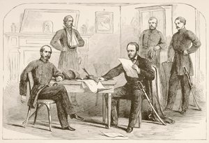 General Joseph Eggleston Johnston, Tennessee'deki Orduyu General William Tecumseh Sherman'a teslim etti (litho) by English School