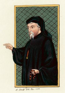 Geoffrey Chaucer (renkli gravür) by English School