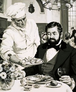 Patates gevreğinin mucidi George Crum, kreasyonunu sunuyor by English School