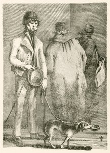 Ünlü kör dilenci George Dyball ve köpeği Nelson by English School