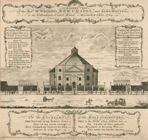 George Whitfields, Tottenham Court Road'daki yeni Şapel ve Alms-Houses, Londra, 1764 by English School