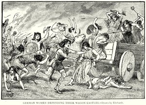 Vagon Kalelerini Savunan Alman Kadınlar (gravür) by English School