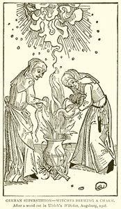 Alman batıl inancı - Büyü yapan cadılar. Ulrichs Witches, Augsburg, 1508