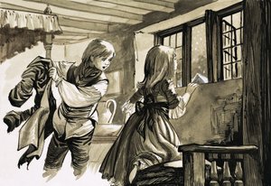 Kız ve erkek karda bakıyor by English School