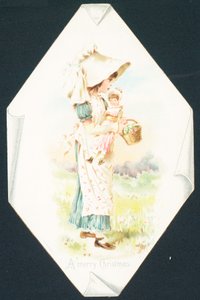 Bebek ve sepet taşıyan kız, Noel Kartı by English School