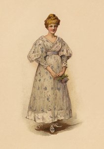 Elinde çiçek tutan kız (kromolito) by English School