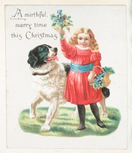 Kız köpek çiçeklerle alay ediyor, Noel kartı by English School