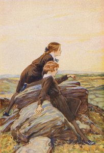 Kayalık bir tepede kızlar (renkli lito) by English School