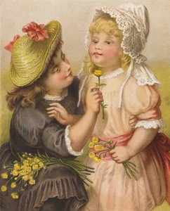 Düğünçiçekli kızlar (chromolitho) by English School