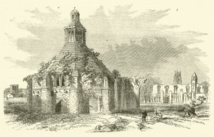 Glastonbury Manastırı (gravür) by English School