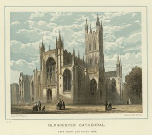 Gloucester Katedrali, batı cephesi ve güney tarafı by English School