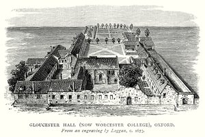 Gloucester Hall (şimdi Worcester College), Oxford (gravür) by English School