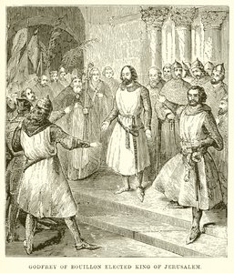 Godfrey of Bouillon Kudüs Kralı Seçildi by English School
