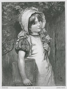 Okula Giderken (gravür) by English School