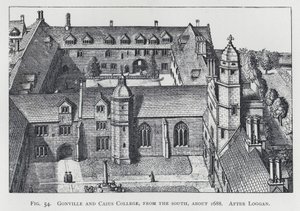 Gonville ve Caius Koleji, güneyden, yaklaşık 1688, Loggan