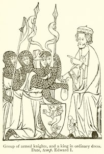 Silahlı Şövalyeler Grubu ve Sıradan Giysili Bir Kral. Tarih, Temp Edward I by English School