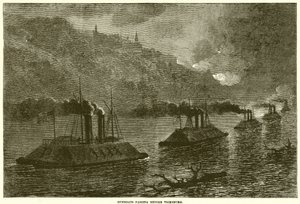 Vicksburg önünden geçen gambotlar by English School