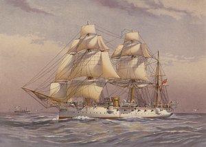 HMS Calliope, 3. sınıf kruvazör (renkli lito) by English School
