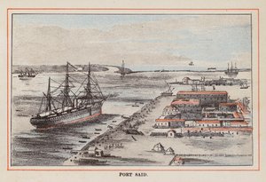 HM Hint Asker Gemisi: Port Said (renkli gravür) by English School