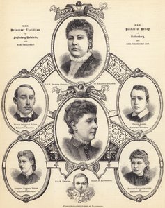 SAİK Schleswig-Holstein Prensesi Christian ve SAİK Battenberg Prensesi Henry ve Çocukları (gravür) by English School