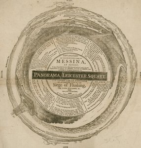 H A Barkers görünümü Messina Sicilya, Panorama, Leicester Square, Londra by English School