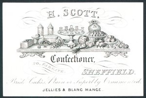 H Scott, şekerlemeci, ticari kart by English School