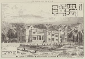 Halsway, Somersetshire, Eklemeler ve Restorasyon için Tasarım (gravür) by English School