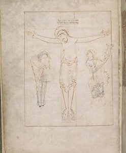 Harley 2904, f.3v, Çarmıha Gerilme; Bakire ve St. John, Ramsey Psalter