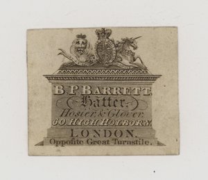 Şapkacılar, BP Barrett, ticaret kartı by English School