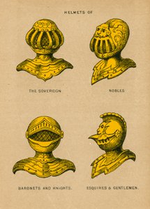 Helmets of the Sovereign, Nobles, Baronets and Knights, Esquires und Gentlemen by English School