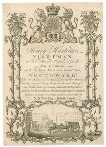 Henry Hastings, Nightman, ticaret kartı by English School