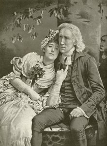 Papaz rolünde Henry Irving ve Olivia rolünde Ellen Terry (gravür) by English School