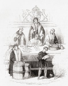 Henry VII'nin 1497'de hazinede ağırlık ve ölçü denemesi, Old England: A Pictorial Museum, pub. 1847 by English School