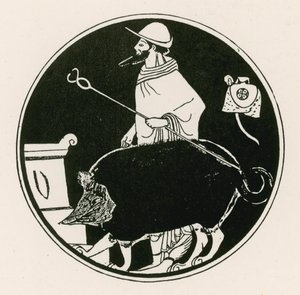 Hermes ve maskeli köpek (gravür) by English School