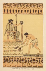 Herodot: Kroisos cenaze yığını üzerinde (renkli lito) by English School