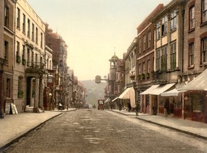 High Street, Guildford (el ile renklendirilmiş fotoğraf) by English School